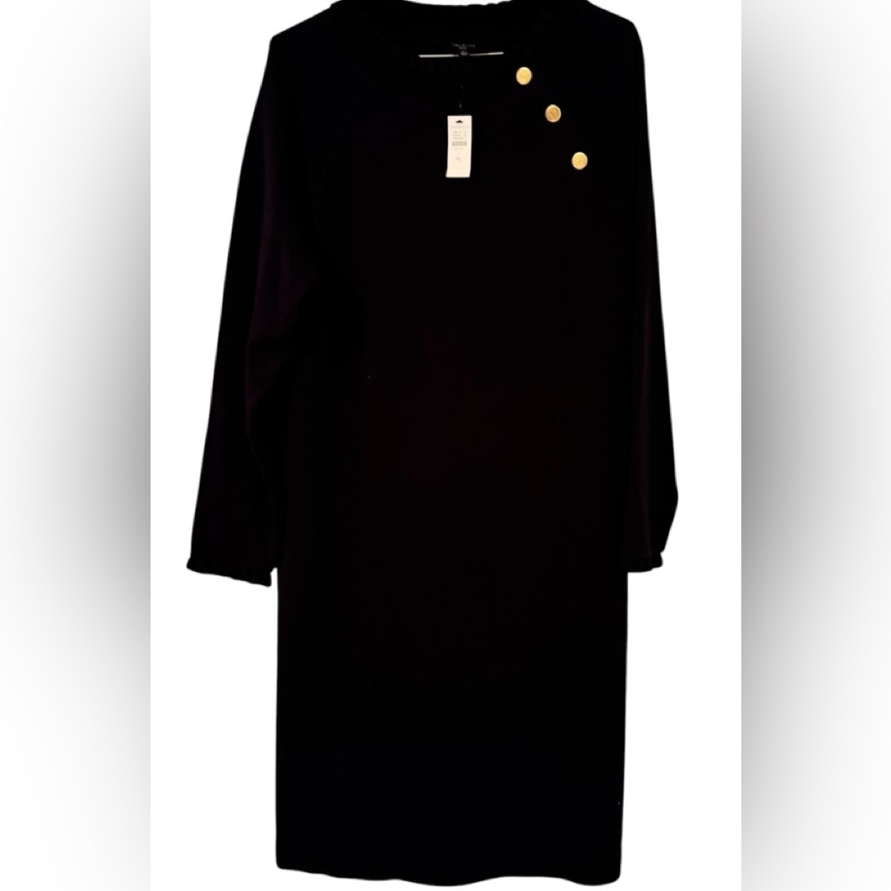 New With Tags French Terry Ruffle with Gold Accent Side Buttons in Sz Petite L